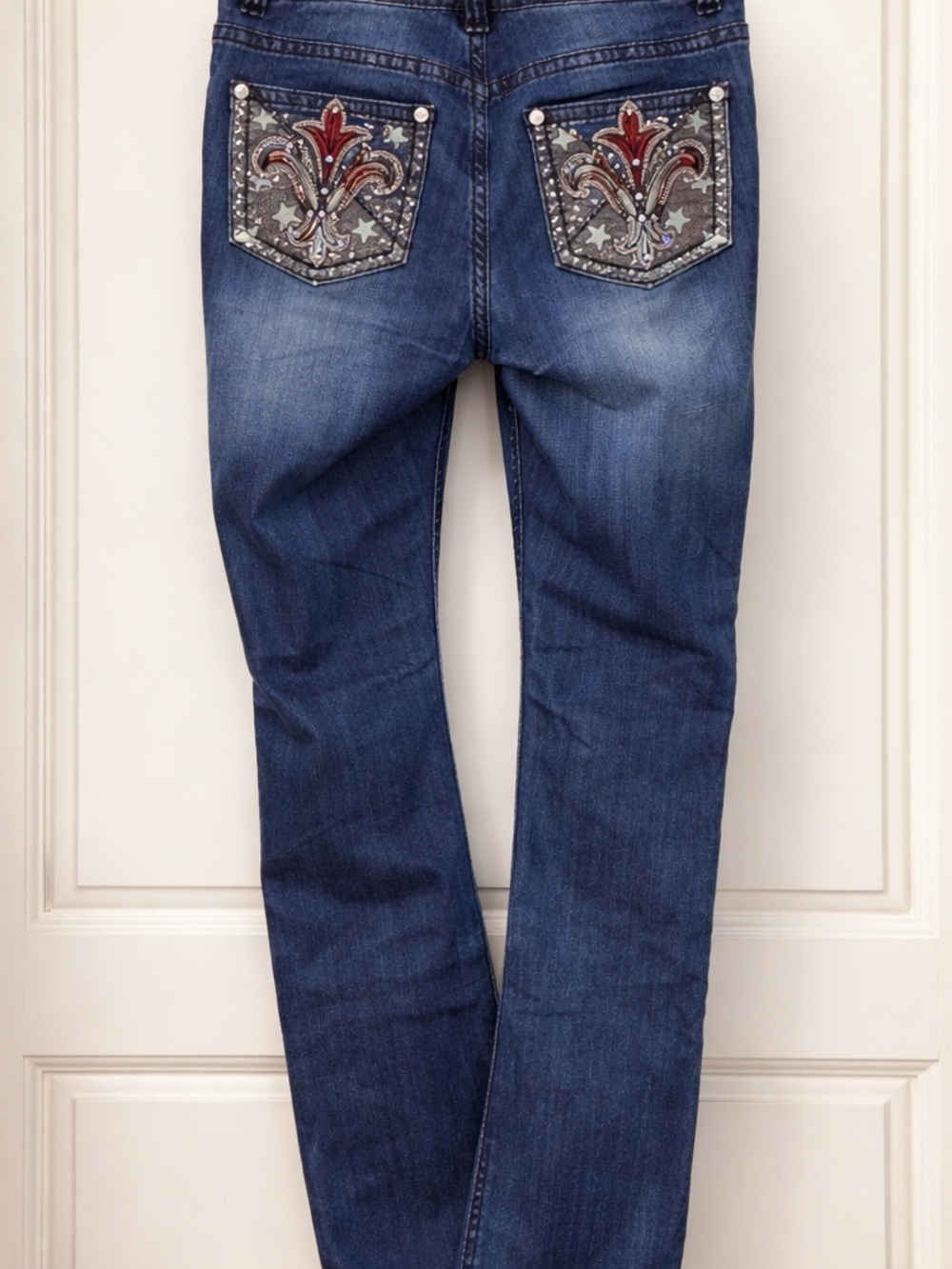 Reba Rhinestone Embellished Jeans Size 4 Western Style Bling Pockets - Picture 6 of 14